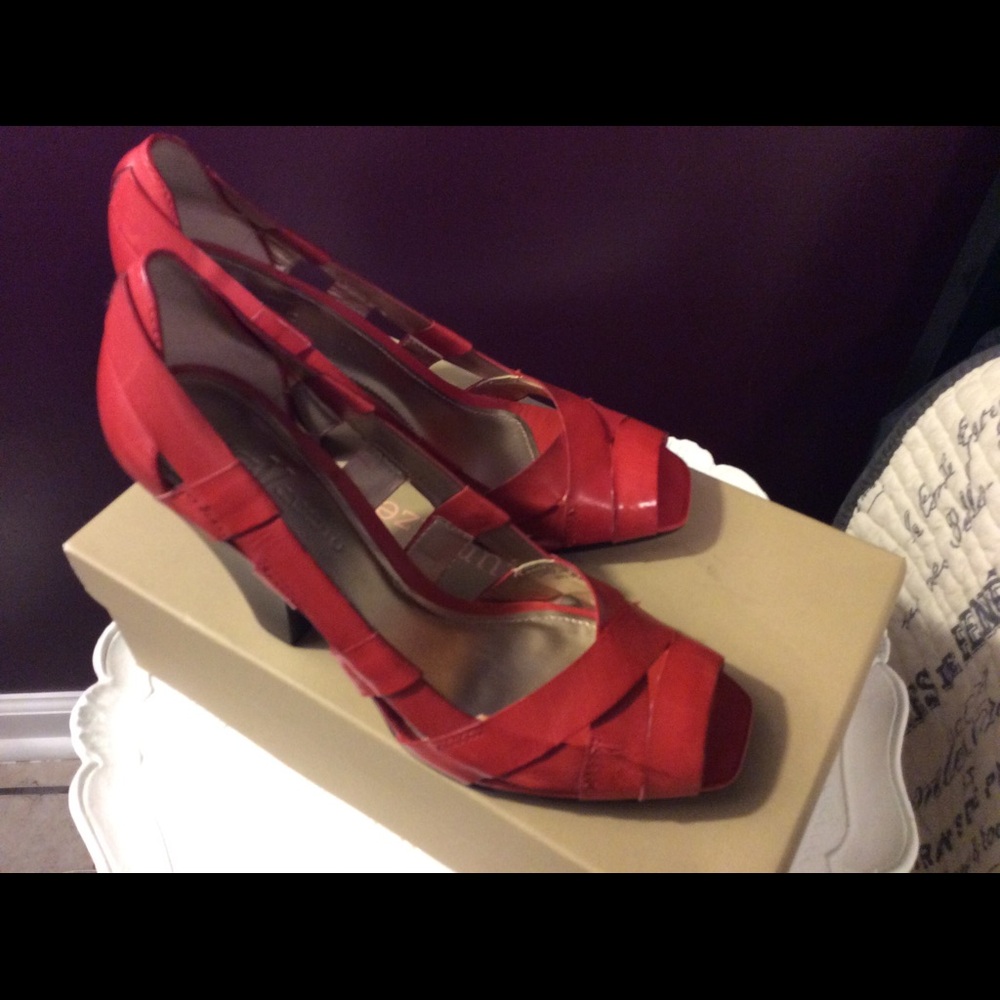 Vince Camuto Red Peep-Toe Heels